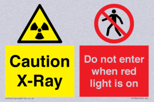 Caution X-Ray. Do not enter when red light is on